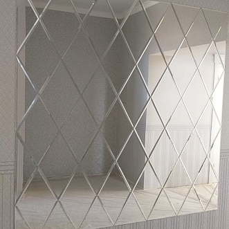 Проект Зеркальное панно на стене в гостиной фото проекта